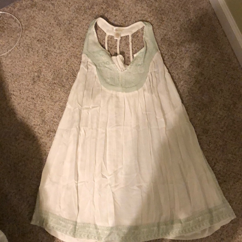 White and mint green dress
